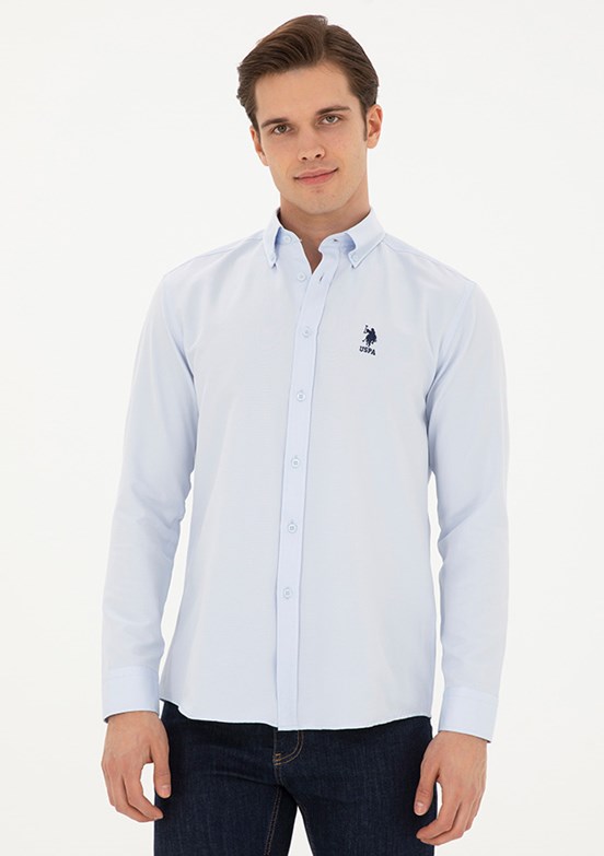 US POLO ASSN Erkek Mavi Uzun Kol Gömlek