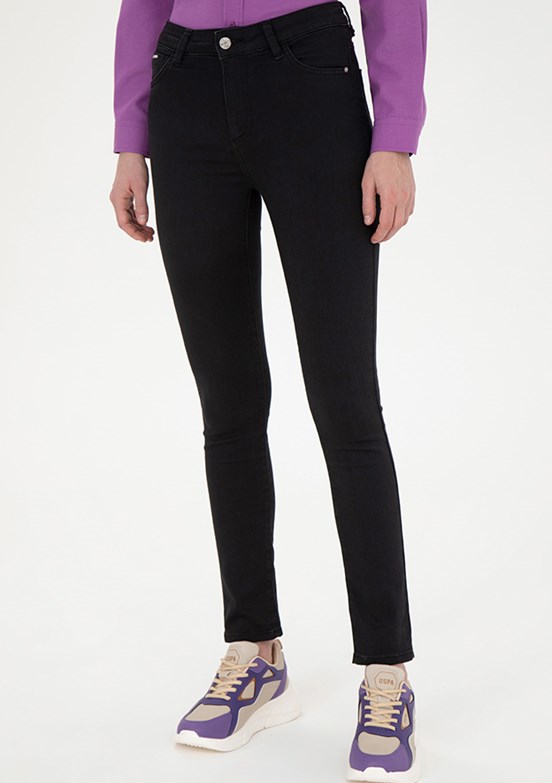 U.S. Polo Assn Siyah Kadın Oversize Jean Pantolon