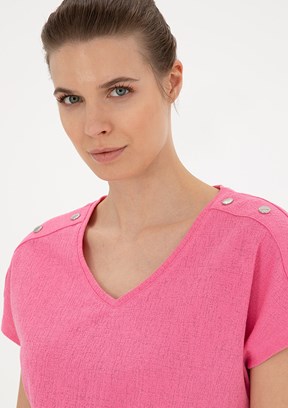 Pierre Cardin Pembe Kadın Regular T-Shirt