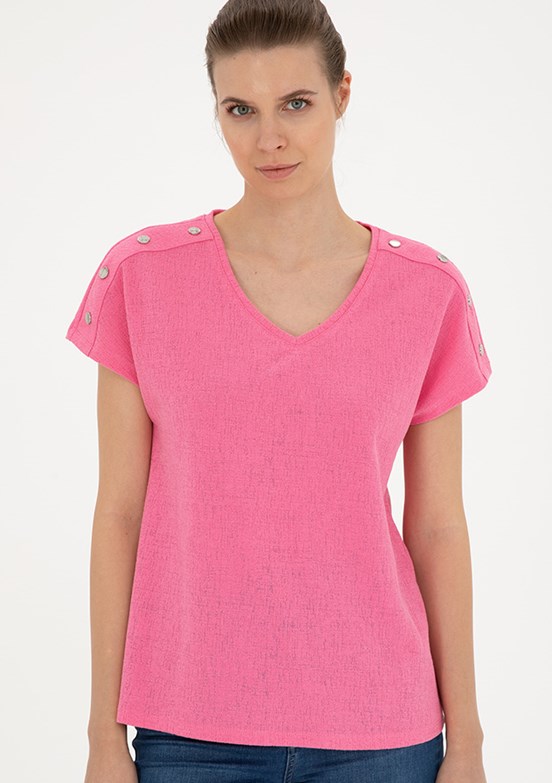 Pierre Cardin Pembe Kadın Regular T-Shirt