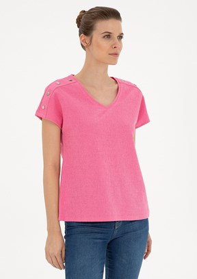 Pierre Cardin Pembe Kadın Regular T-Shirt