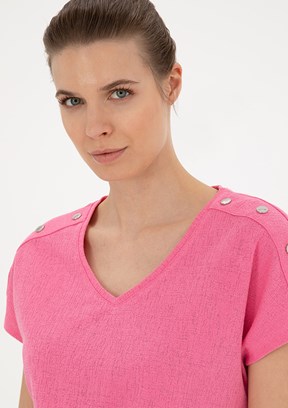 Pierre Cardin Pembe Kadın Regular T-Shirt