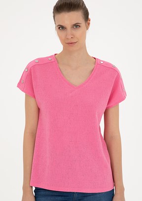 Pierre Cardin Pembe Kadın Regular T-Shirt