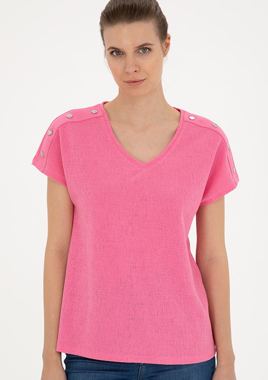 Pierre Cardin Pembe Kadın Regular T-Shirt