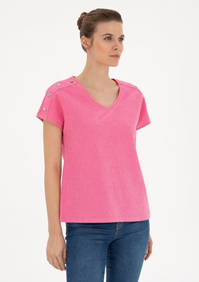 Pierre Cardin Pembe Kadın Regular T-Shirt
