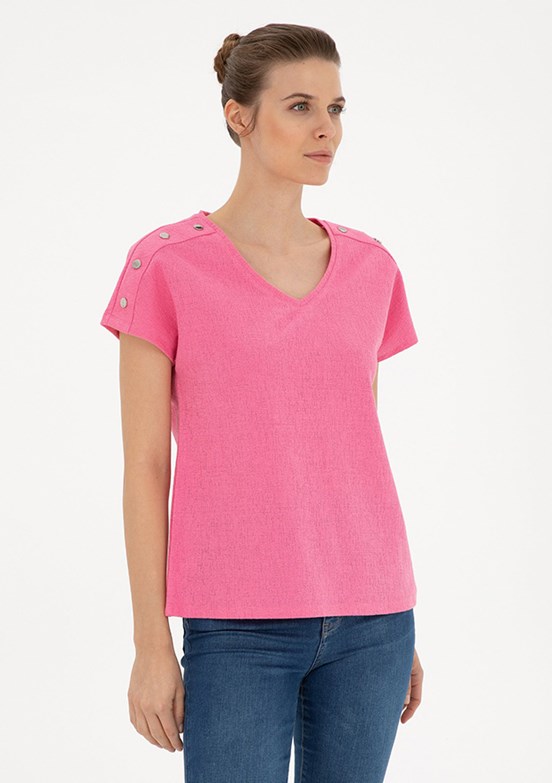 Pierre Cardin Pembe Kadın Regular T-Shirt