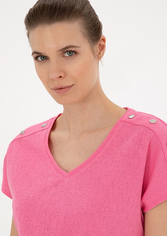 Pierre Cardin Pembe Kadın Regular T-Shirt