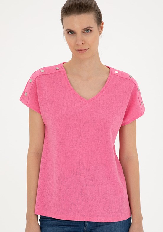 Pierre Cardin Pembe Kadın Regular T-Shirt
