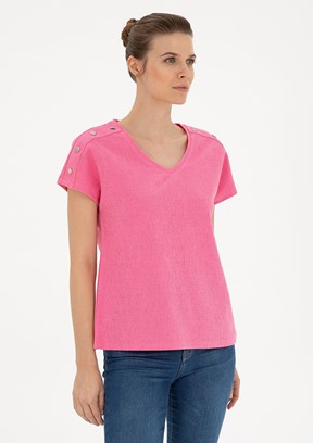 Pierre Cardin Pembe Kadın Regular T-Shirt