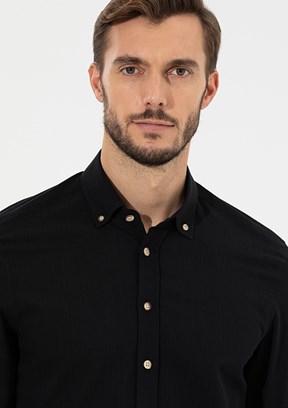 Pierre Cardin Siyah Erkek Uzun Kol Gömlek