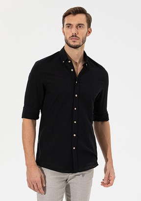 Pierre Cardin Siyah Erkek Uzun Kol Gömlek