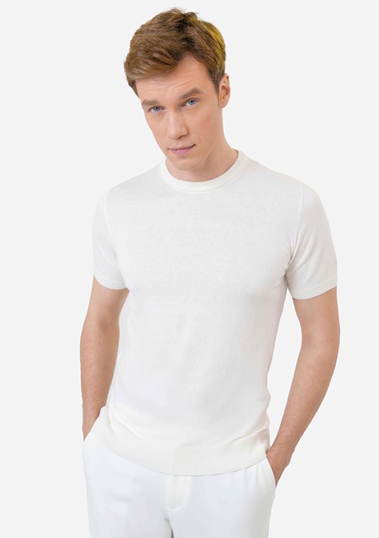 Süvari Beyaz Erkek Triko T-Shirt