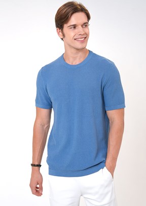 Back & Bond Mavi Erkek Triko T-Shirt