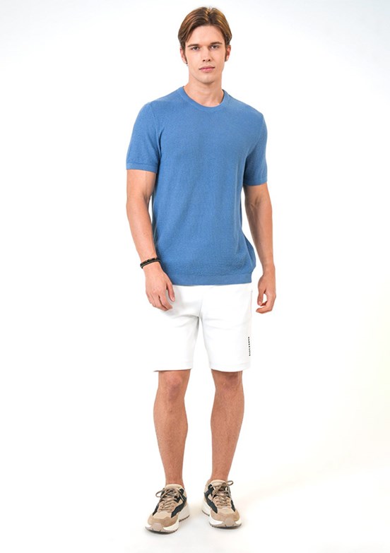 Back & Bond Mavi Erkek Triko T-Shirt