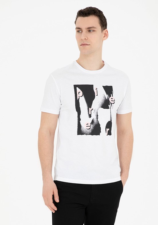 Pierre Cardin Beyaz Erkek Slim T-Shirt