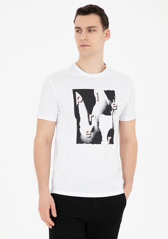 Pierre Cardin Beyaz Erkek Slim T-Shirt