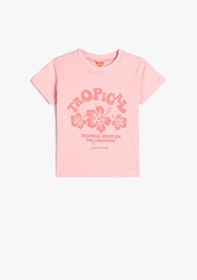 Koton Pembe Kız Çocuk Bisiklet Yaka T-Shirt