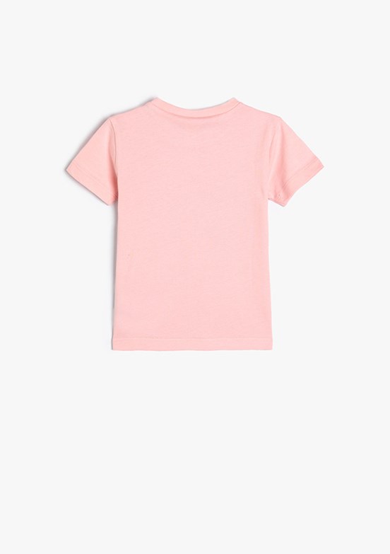 Koton Pembe Kız Çocuk Bisiklet Yaka T-Shirt