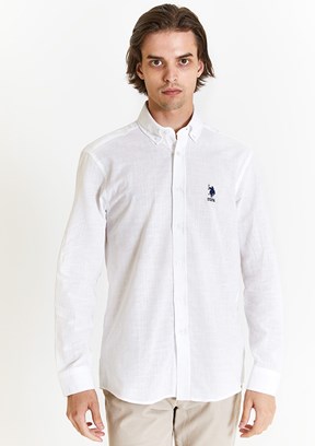 U.S. Polo Assn Beyaz Erkek Uzun Kol Gömlek