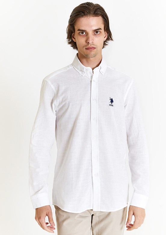 U.S. Polo Assn Beyaz Erkek Uzun Kol Gömlek