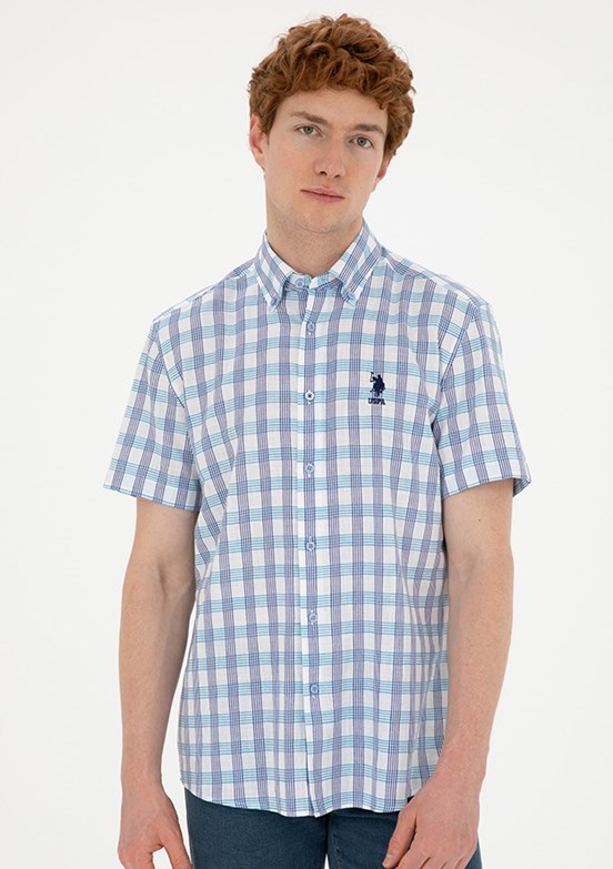 U.S. Polo Assn Mavi Erkek Kısa Kol Gömlek