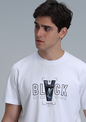 LUFIAN Beyaz Erkek Kısa Kol T-Shirt