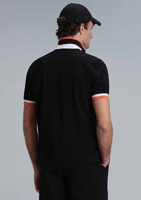 LUFIAN Siyah Erkek Polo Yaka T-Shirt