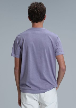 LUFIAN Mor Erkek Basic T-Shirt