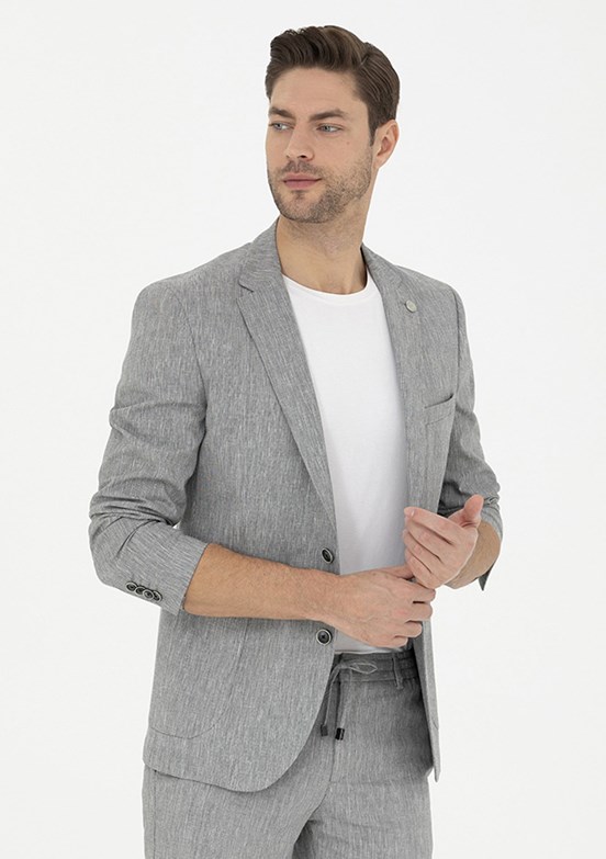 PİERRE CARDİN Erkek Gri Ultra Slim Ceket