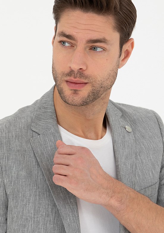 PİERRE CARDİN Erkek Gri Ultra Slim Ceket