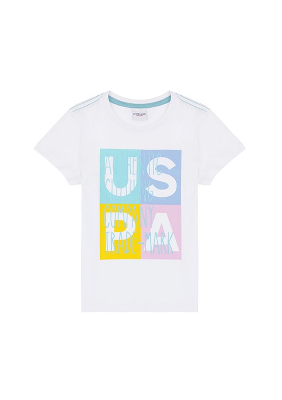 US POLO ASSN - Erkek Çocuk Beyaz Regular T-Shirt