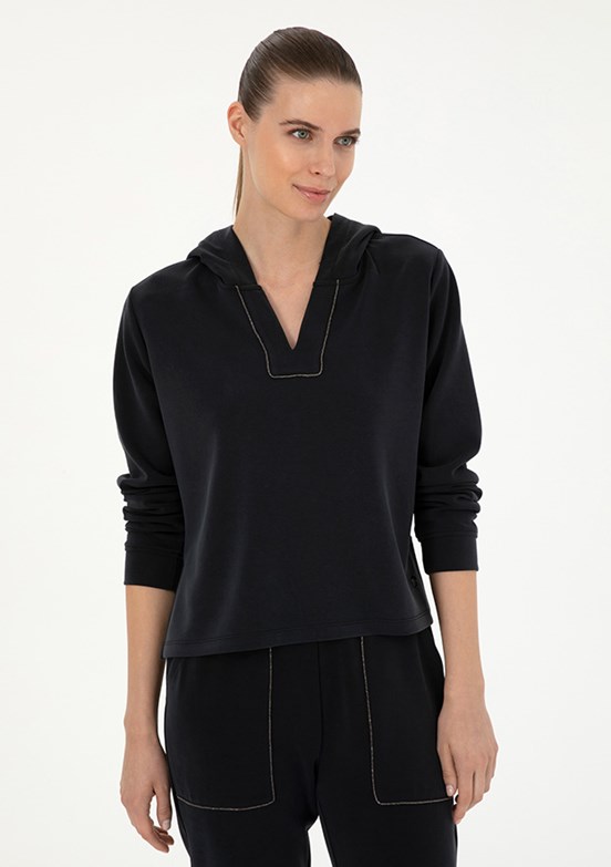 PİERRE CARDİN Siyah Kadın Örme Sweatshirt