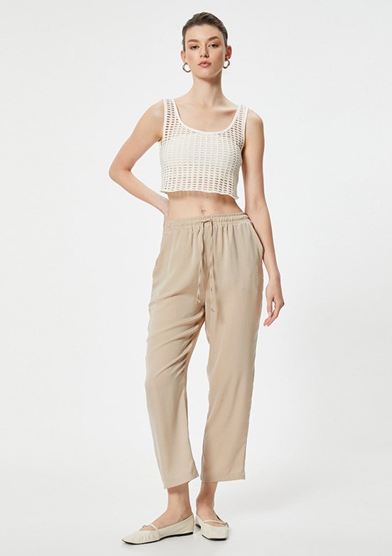 Koton Gri Kadın Cropped Pantolon