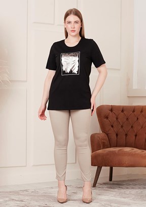 Rmg Siyah Kadın Baskılı T-Shirt