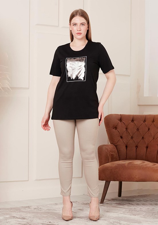 Rmg Siyah Kadın Baskılı T-Shirt