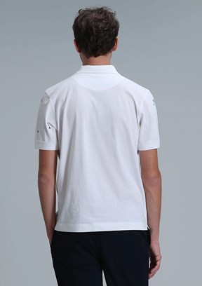 LUFIAN Beyaz Erkek Polo Yaka T-Shirt