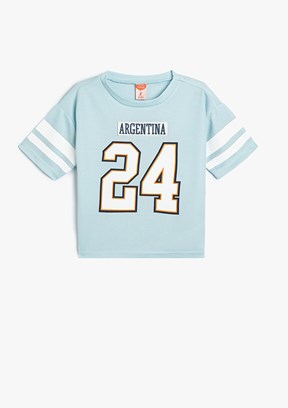 Koton Mavi Erkek Çocuk Bisiklet Yaka T-Shirt