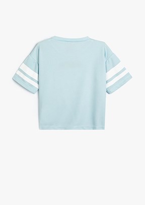 Koton Mavi Erkek Çocuk Bisiklet Yaka T-Shirt