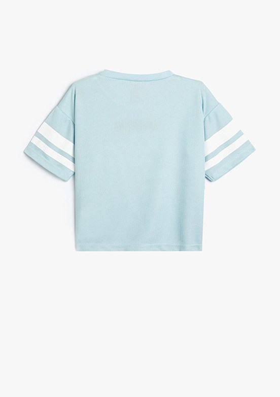 Koton Mavi Erkek Çocuk Bisiklet Yaka T-Shirt