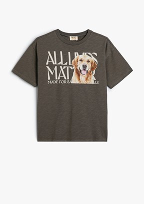 Koton Gri Erkek Çocuk Bisiklet Yaka T-Shirt