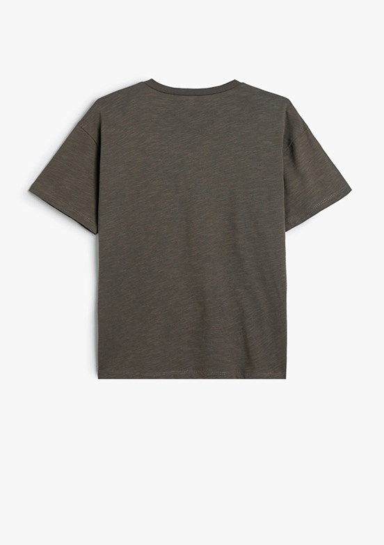 Koton Gri Erkek Çocuk Bisiklet Yaka T-Shirt