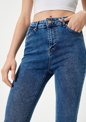 Koton Lacivert Kadın Dar Paça Pantolon
