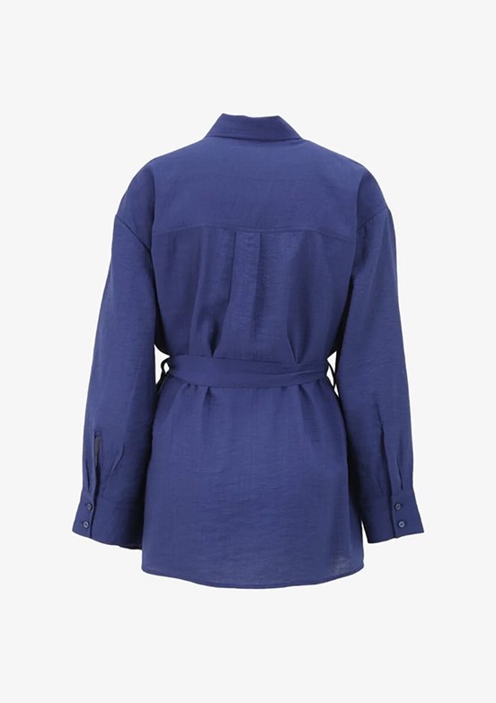 Pierre Cardin Lacivert Kadın Cropped Gömlek