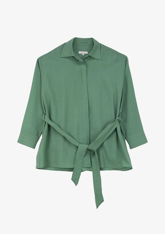 Pierre Cardin Yeşil Kadın Cropped Gömlek
