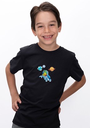 Haribo Siyah Unisex Çocuk Bisiklet Yaka T-Shirt
