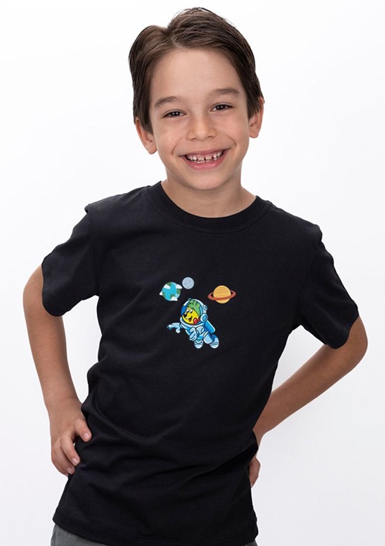 Haribo Siyah Unisex Çocuk Bisiklet Yaka T-Shirt