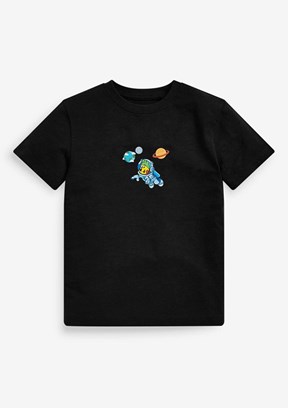 Haribo Siyah Unisex Çocuk Bisiklet Yaka T-Shirt