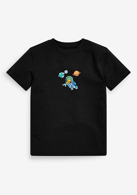 Haribo Siyah Unisex Çocuk Bisiklet Yaka T-Shirt