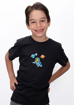 Haribo Siyah Unisex Çocuk Bisiklet Yaka T-Shirt