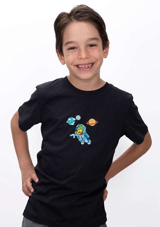 Haribo Siyah Unisex Çocuk Bisiklet Yaka T-Shirt